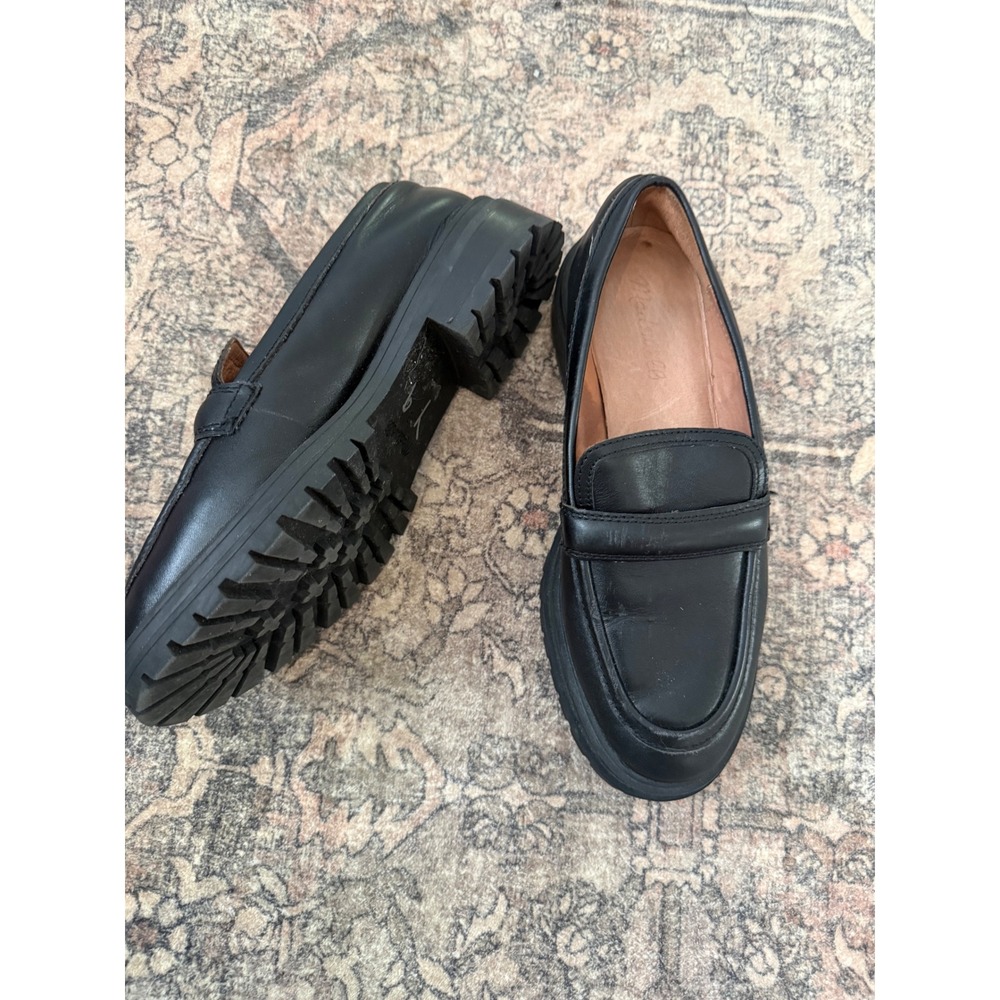 Madewell Bradley Lugsole Loafer Black Leather Penny Loafers Size 8